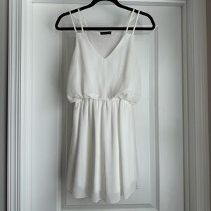 White Double Skinny Strap White Chiffon Mini Dress